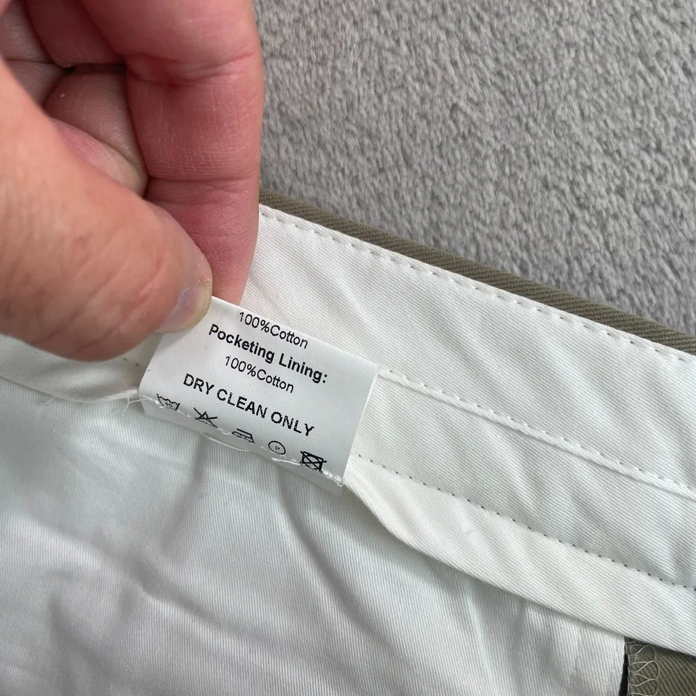 Natalino Single Pleat Brushed Cotton Trousers Men 28Lx34 Beige Side‎ Buckles NWT
